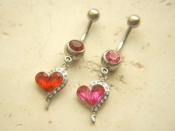 Tailing Heart Gem Belly Rings