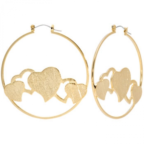 Gold Tone Heart Hoop Earrings