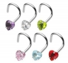 Prong Set Heart Gem Nose Screw